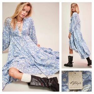 Free People Light Blue Floral Maxi Dress